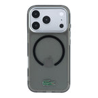 Apple iPhone 18 Pro Max Kılıf Lacoste Orjinal Lisanslı MagSafe Şarj Özellikli Lake Timsah Logolu IML Frosted Kapak - Siyah