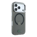 Apple iPhone 18 Pro Max Kılıf Lacoste Orjinal Lisanslı MagSafe Şarj Özellikli Lake Timsah Logolu IML Frosted Kapak - Siyah