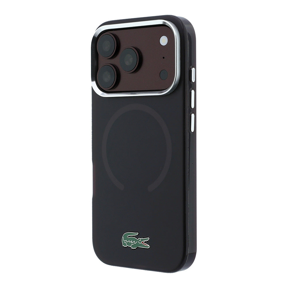 Apple iPhone 18 Pro Max Kılıf Lacoste Orjinal Lisanslı MagSafe Şarj Özellikli Lake Timsah Logolu IML Frosted Kapak - Bordo