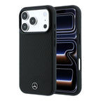 Apple iPhone 18 Pro Max Kılıf Mercedes Benz Orjinal Lisanslı MagSafe Şarj Özellikli 3D Metal Logolu Wrap Wood Deri Kapak - Siyah