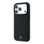 Apple iPhone 18 Pro Max Kılıf Mercedes Benz Orjinal Lisanslı MagSafe Şarj Özellikli 3D Metal Logolu Wrap Wood Deri Kapak - Siyah