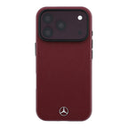 Apple iPhone 18 Pro Kılıf Mercedes Benz Orjinal Lisanslı MagSafe Şarj Özellikli 3D Metal Logolu Crossed Lines Kapak - Bordo