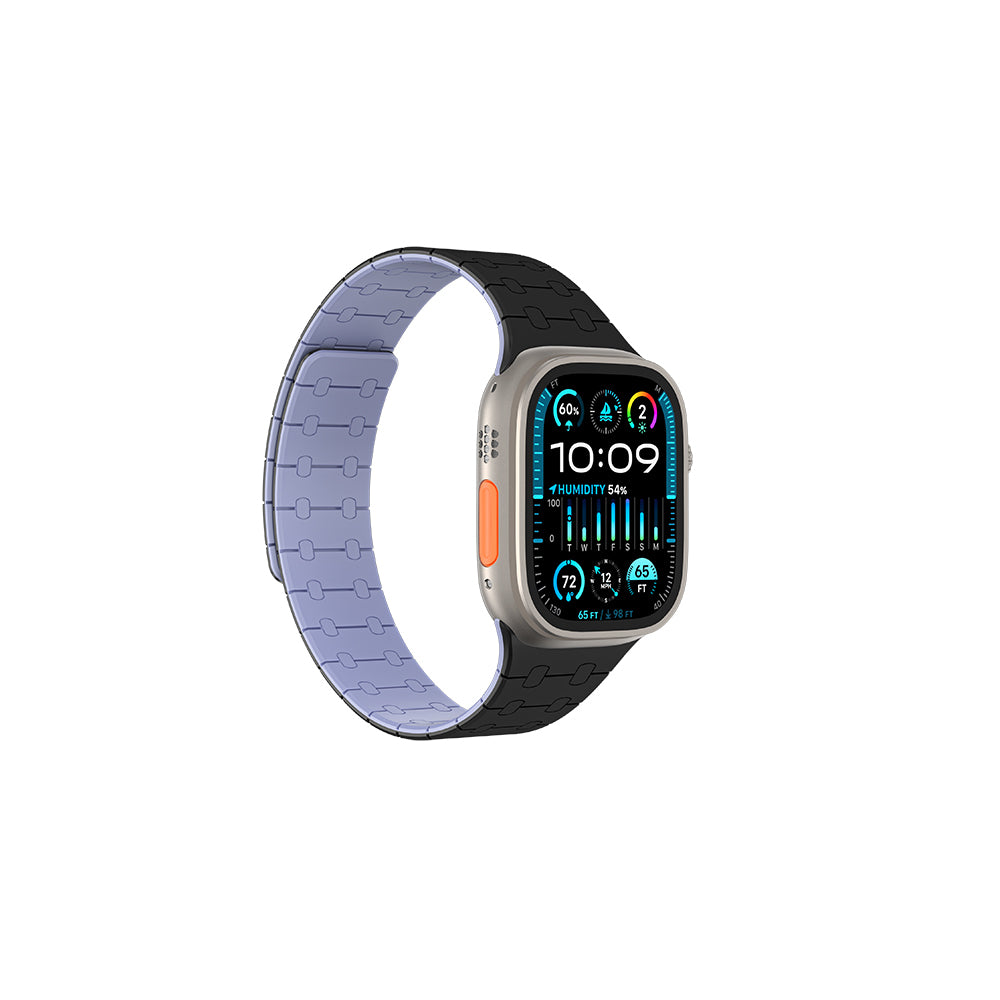 __vg|Siyah-Mor|0|4892878083829-01|Apple Watch 7 45mm Amazingthing Smoothie Sport Magnetik Tak Çıkar Silikon Strap Kayış