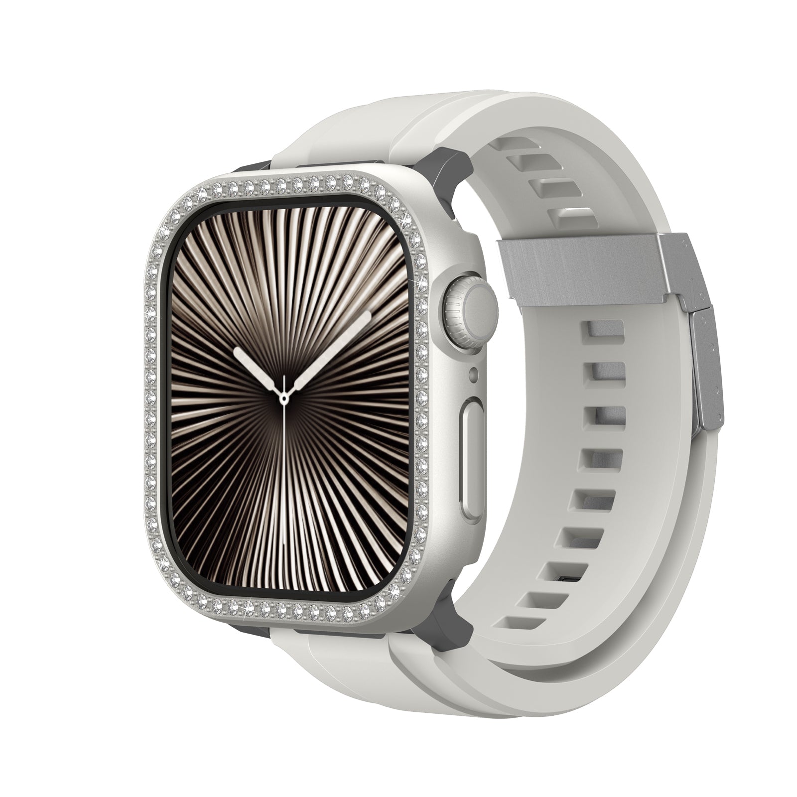 __vg|Starlight|0|4892878131087-01|Apple Watch 10 46mm Amazingthing Gleam Fit FullGuard Taşlı Sert PC Kasa ve Ekran Koruyucu