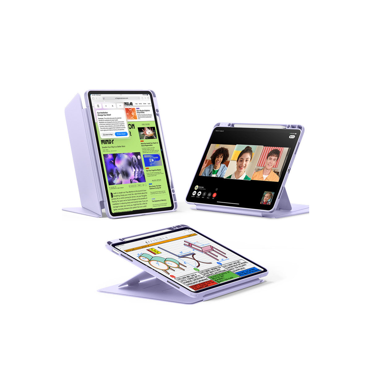 ESR Apple iPad Air 13 (2024) Flip Hybrid Kalemlikli Tablet Kılıfı - Mor