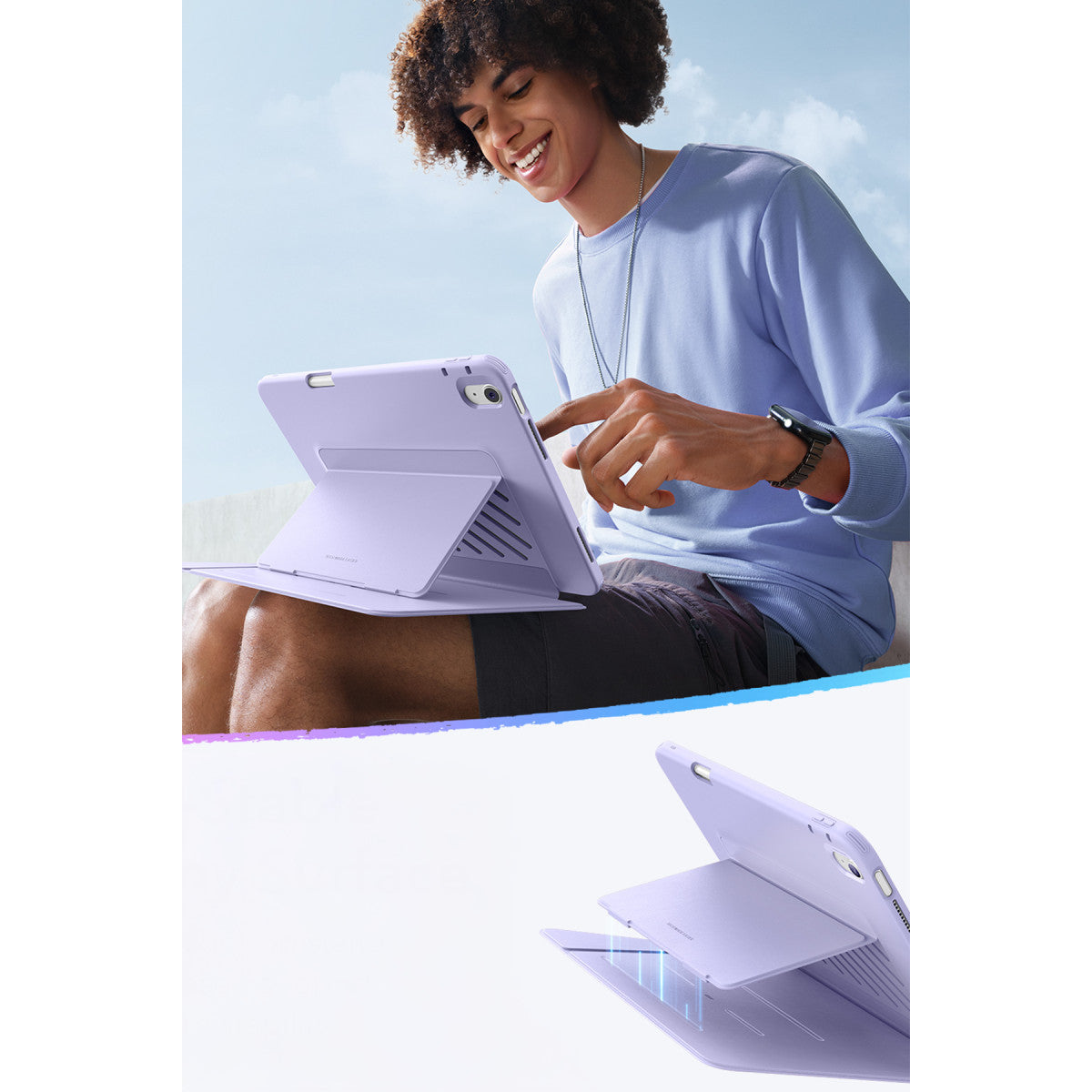 ESR Apple iPad Air 13 (2024) Flip Hybrid Kalemlikli Tablet Kılıfı - Mor