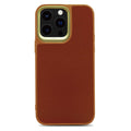 __vg|Kahverengi|0|4894505115040-01|Apple iPhone 14 Pro Max Kılıf Soft Deri Metal Kamera Çerçeveli ​Kajsa Litchi Kapak