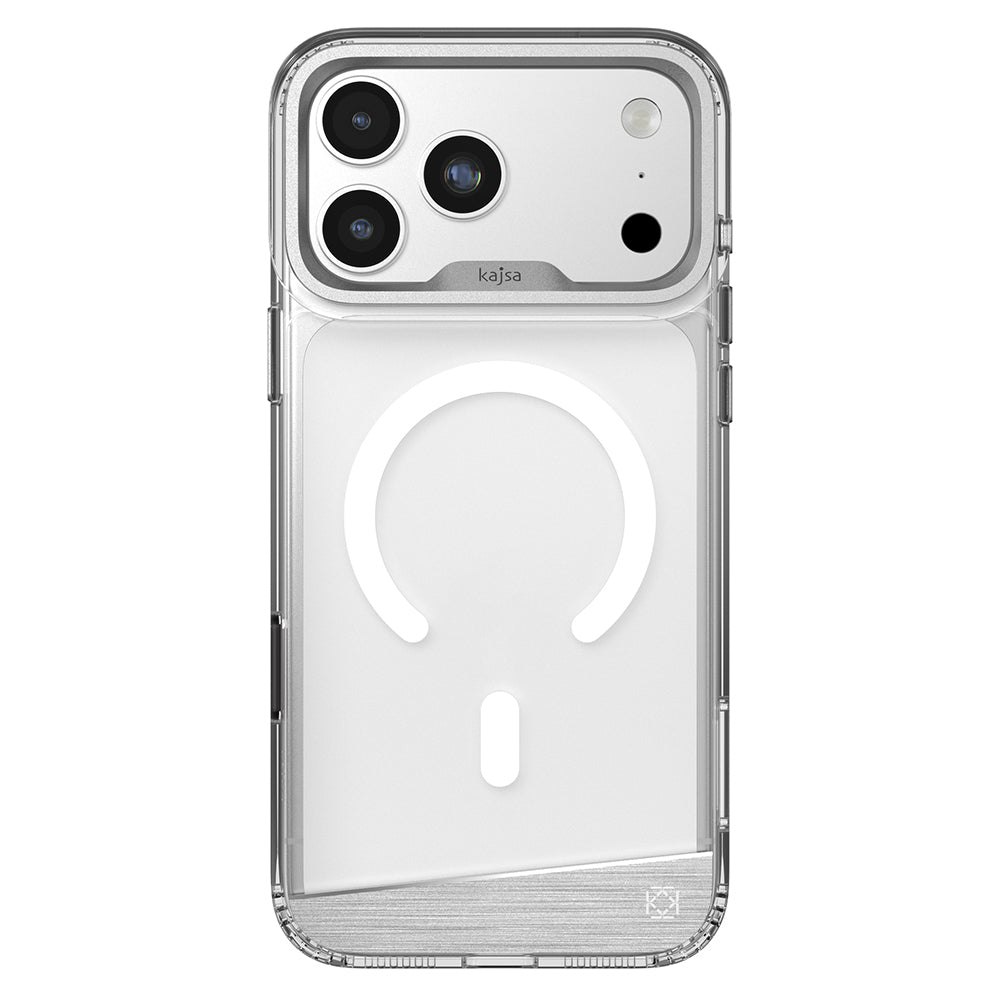 __vg|Gümüş|0|4894505254305-01|Apple iPhone 17 Pro Max Kılıf MagSafe Şarj Özellikli Airbag Tasarımlı O-Ring Şeffaf Kajsa Alüminyum Trans Shield Serisi Kapak
