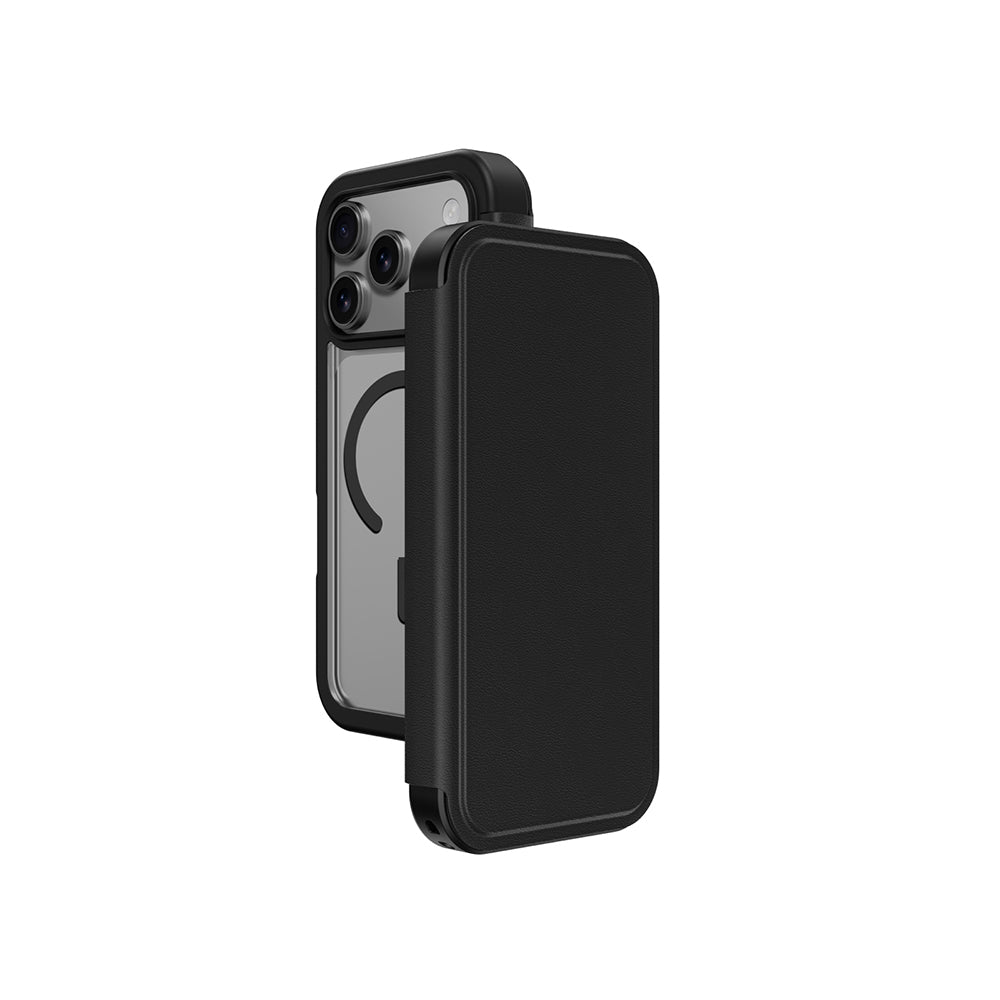 __vg|Siyah|0|4896238100706-01|Apple iPhone 17 Pro Max PU Kartlıklı Kapaklı Amazingthing Glamour Foilo Serisi Kılıf