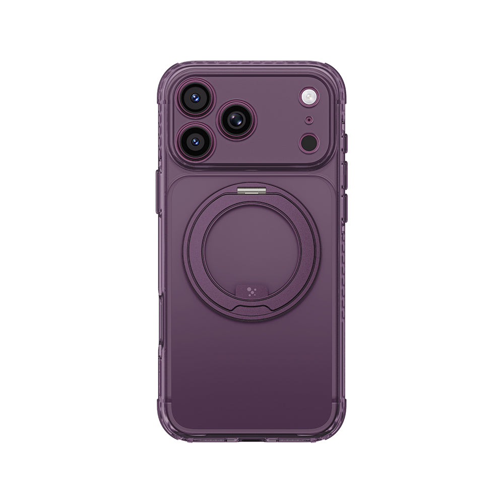 Apple iPhone 18 Pro Max Kılıf MagSafe Şarj Özellikli Airbag Tasarımlı Standlı Lens Korumalı AmazingThing Titan Pro MagSpin Kapak - Mor