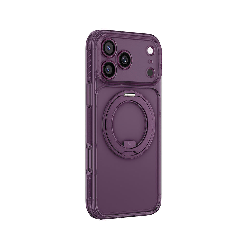 Apple iPhone 18 Pro Max Kılıf MagSafe Şarj Özellikli Airbag Tasarımlı Standlı Lens Korumalı AmazingThing Titan Pro MagSpin Kapak - Mor