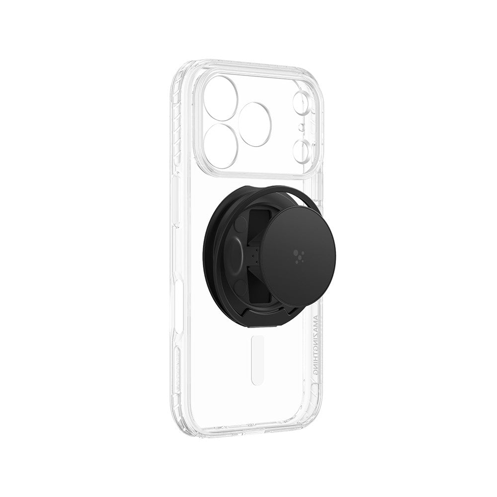 Apple iPhone 18 Pro Max Kılıf MagSafe Şarj Özellikli Amazingthing Titan Pro Serisi Pop Ring Standlı Set - Siyah