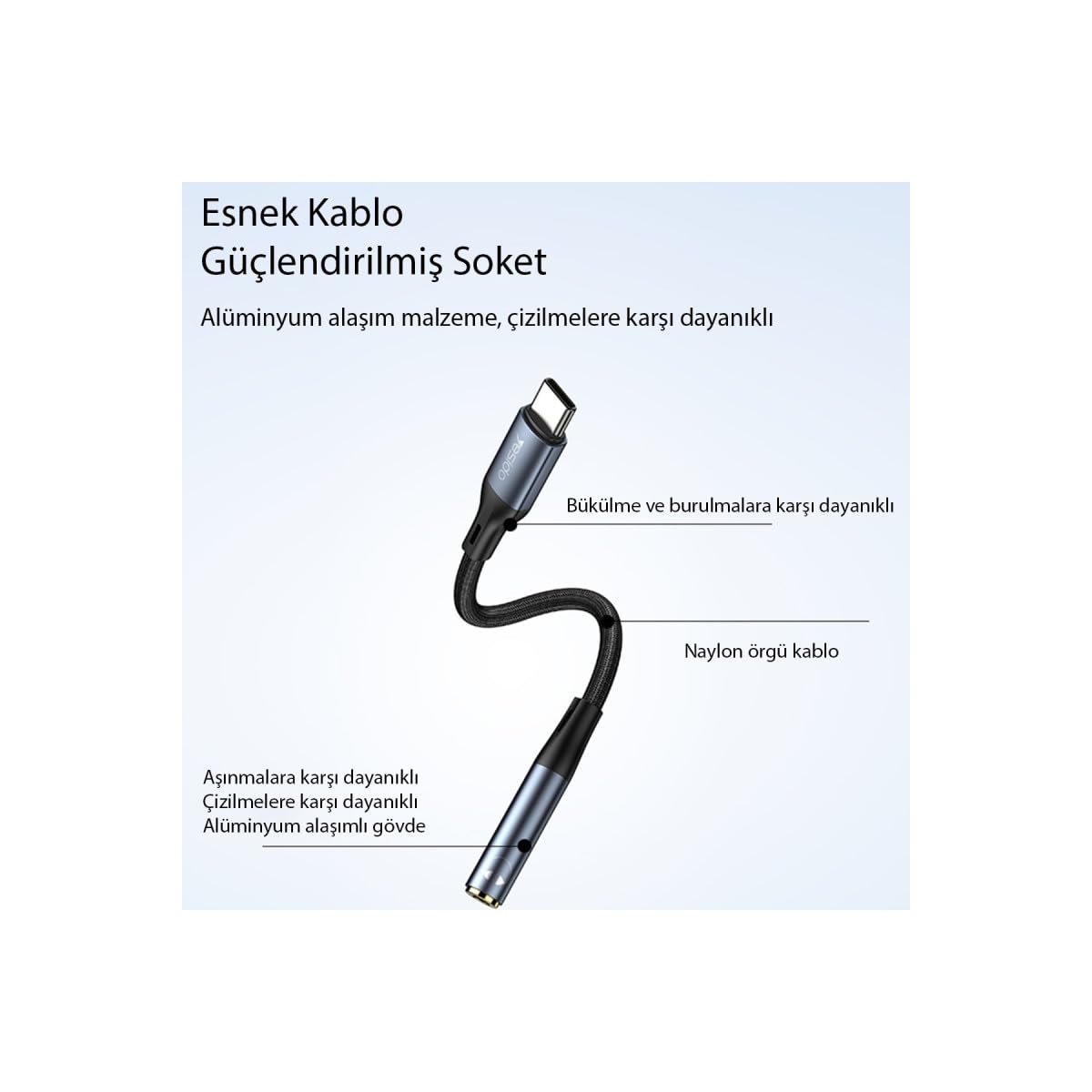 Yesido YAU37 Lightning to Aux Dönüştürücü - Siyah