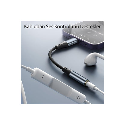 Yesido YAU37 Lightning to Aux Dönüştürücü - Siyah