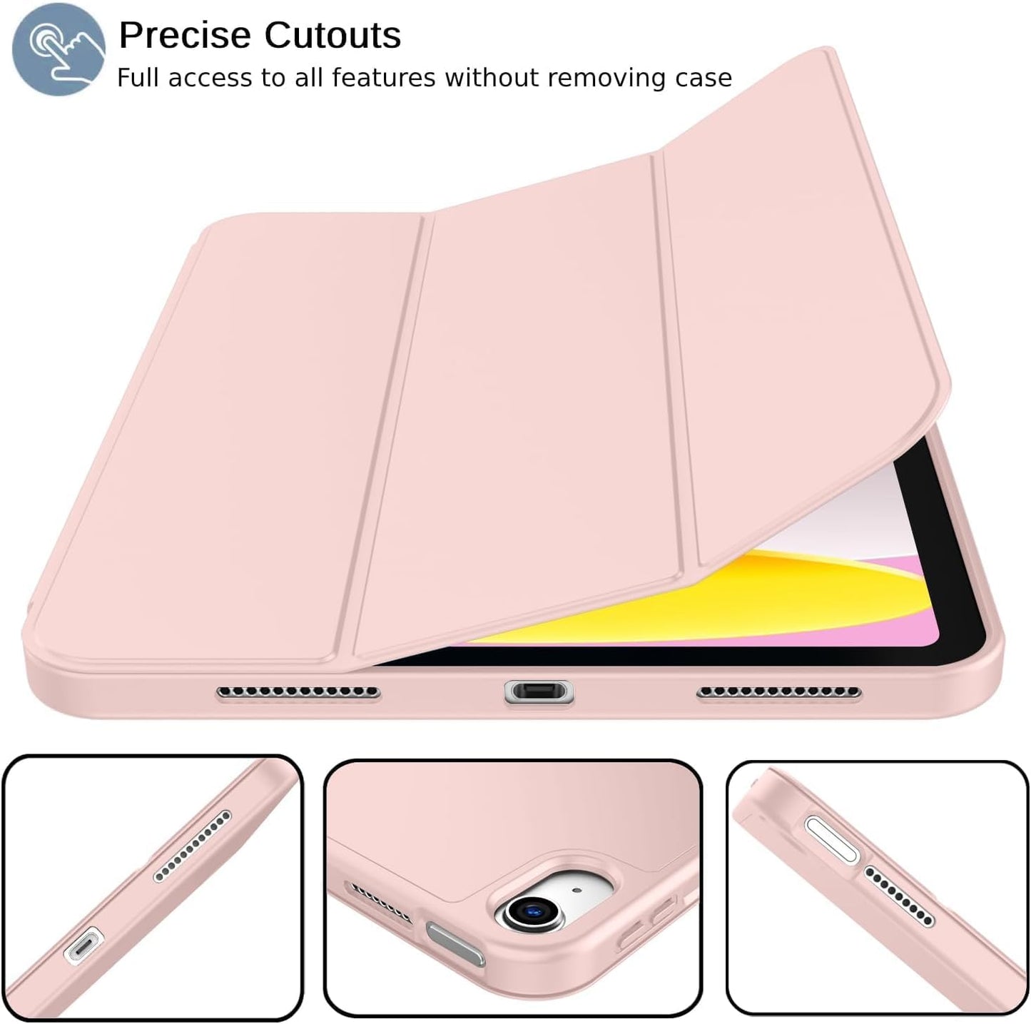 iPad 11. Nesil (11 inç, 2025) / iPad 10. Nesil (10.9 inç, 2022) ile Uyumlu Kılıf – Kalem Bölmeli, Üç Katlanır Standlı, Yumuşak TPU Arka Kapak, Uyku/Uyanma Özellikli Smart Cover (Lavander)