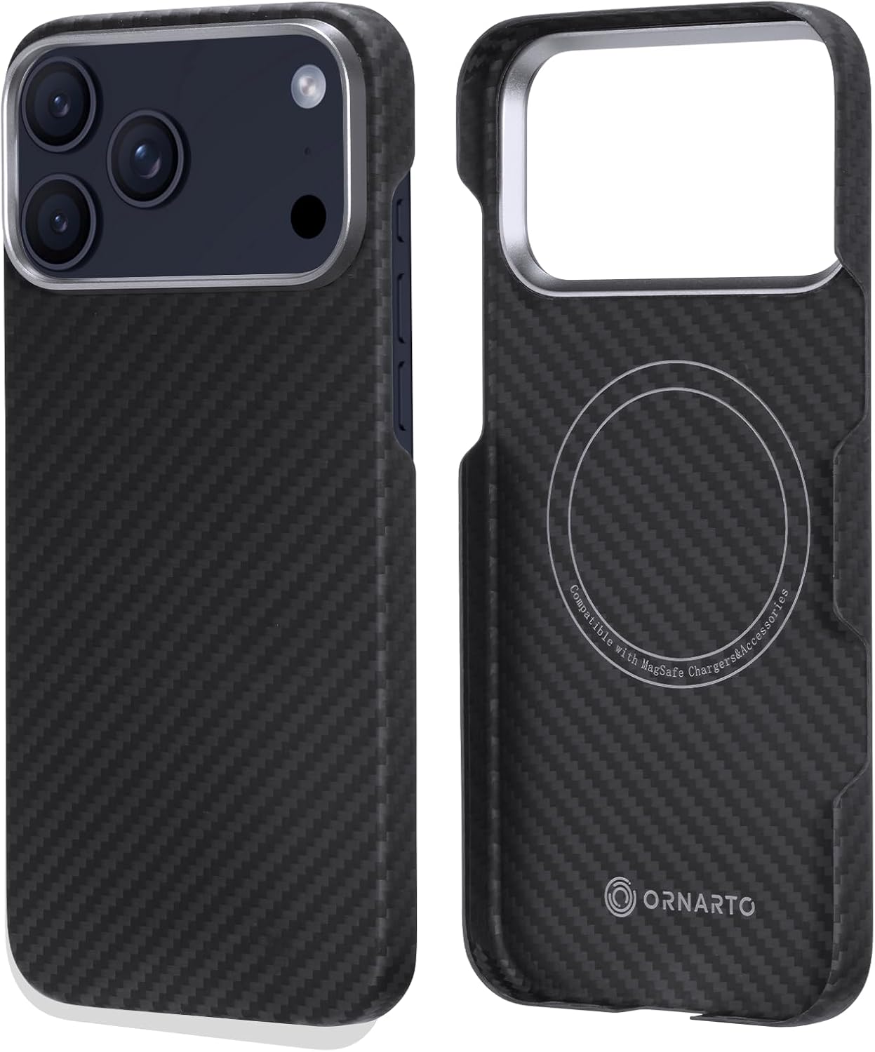 ORNARTO iPhone 17 Pro Max 6.9" Kılıf, MagSafe Uyumlu, Ultra İnce ve Hafif 1500D Aramid Fiber, Çizilmeye Dayanıklı, Karbon Dokulu Koruyucu Telefon Kılıfı