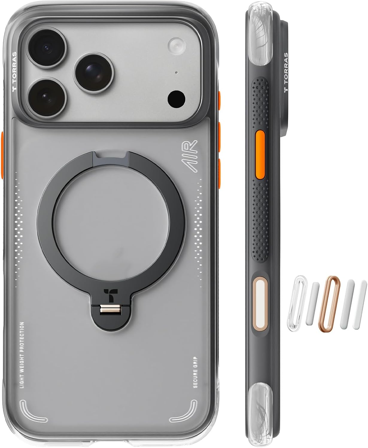 TORRAS Ostand Q3 Air iPhone 17 Pro Max Kılıf | 360° Manyetik Standlı, MagSafe Uyumlu, Askeri Standart Darbe Korumalı, Kamera Kontrol Tuşu Destekli