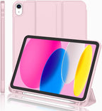 iPad 11.Nesil 2025 A16 / 10.Nesil 2022 10,9 İnç Uyumlu Kılıf – Kalem Tutuculu, Yumuşak TPU Sırtlı, Üç Katlı Standlı Akıllı Kılıf, Otomatik Uyku/Uyanma Özellikli