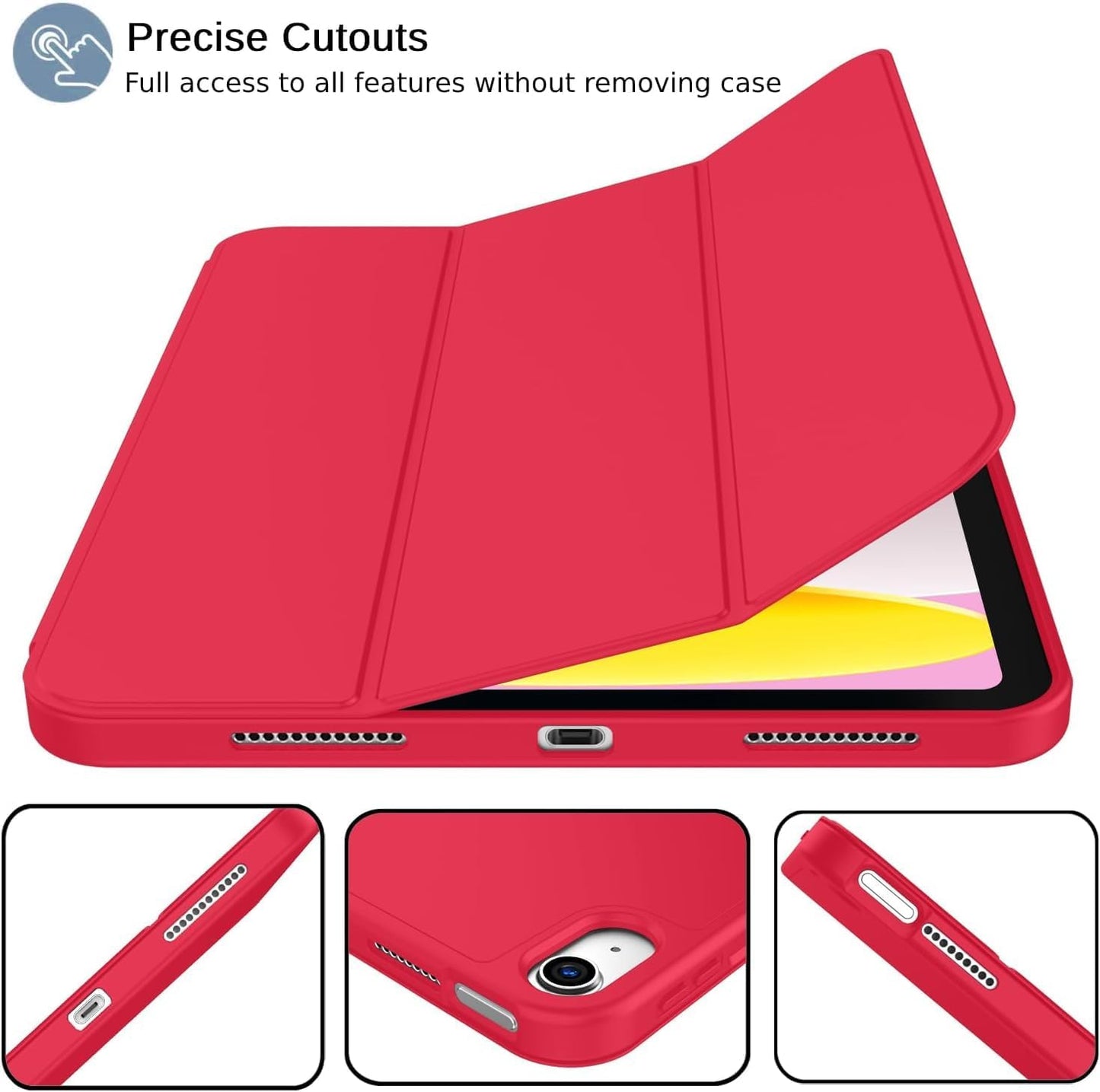 iPad 11. Nesil (11 inç, 2025) / iPad 10. Nesil (10.9 inç, 2022) ile Uyumlu Kılıf – Kalem Bölmeli, Üç Katlanır Standlı, Yumuşak TPU Arka Kapak, Uyku/Uyanma Özellikli Smart Cover (Lavander)