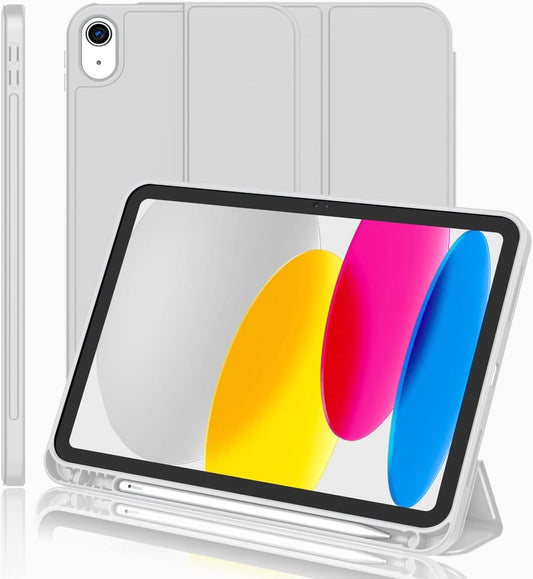 iPad 11. Nesil (11 inç, 2025) / iPad 10. Nesil (10.9 inç, 2022) ile Uyumlu Kılıf – Kalem Bölmeli, Üç Katlanır Standlı, Yumuşak TPU Arka Kapak, Uyku/Uyanma Özellikli Smart Cover (Lavander)