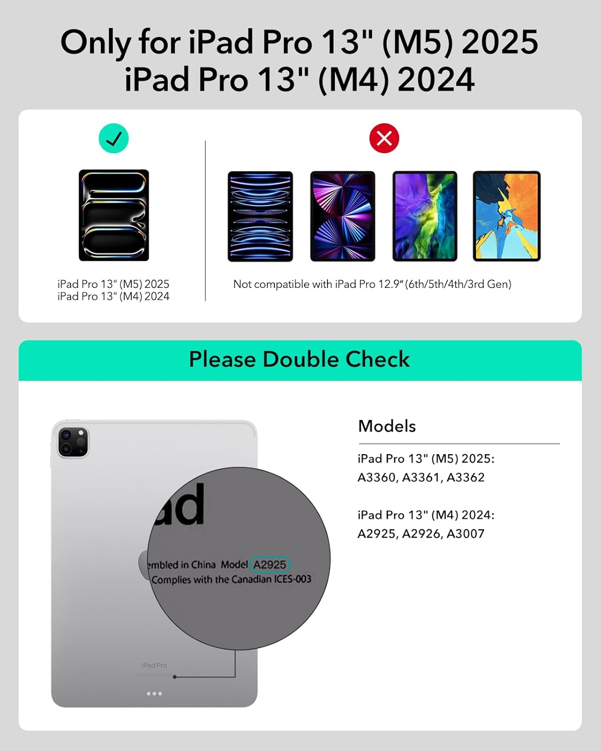 ESR Ascend iPad Pro 13 inç (M5/M4, 2025/2024), İzleme Dörtgenli Klavye Kılıfı, Arkadan Aydınlatmalı Tuşlu Manyetik Çıkarılabilir Klavye, Tamamen Ayarlanabilir Portre/Manzara Standı, Siyah