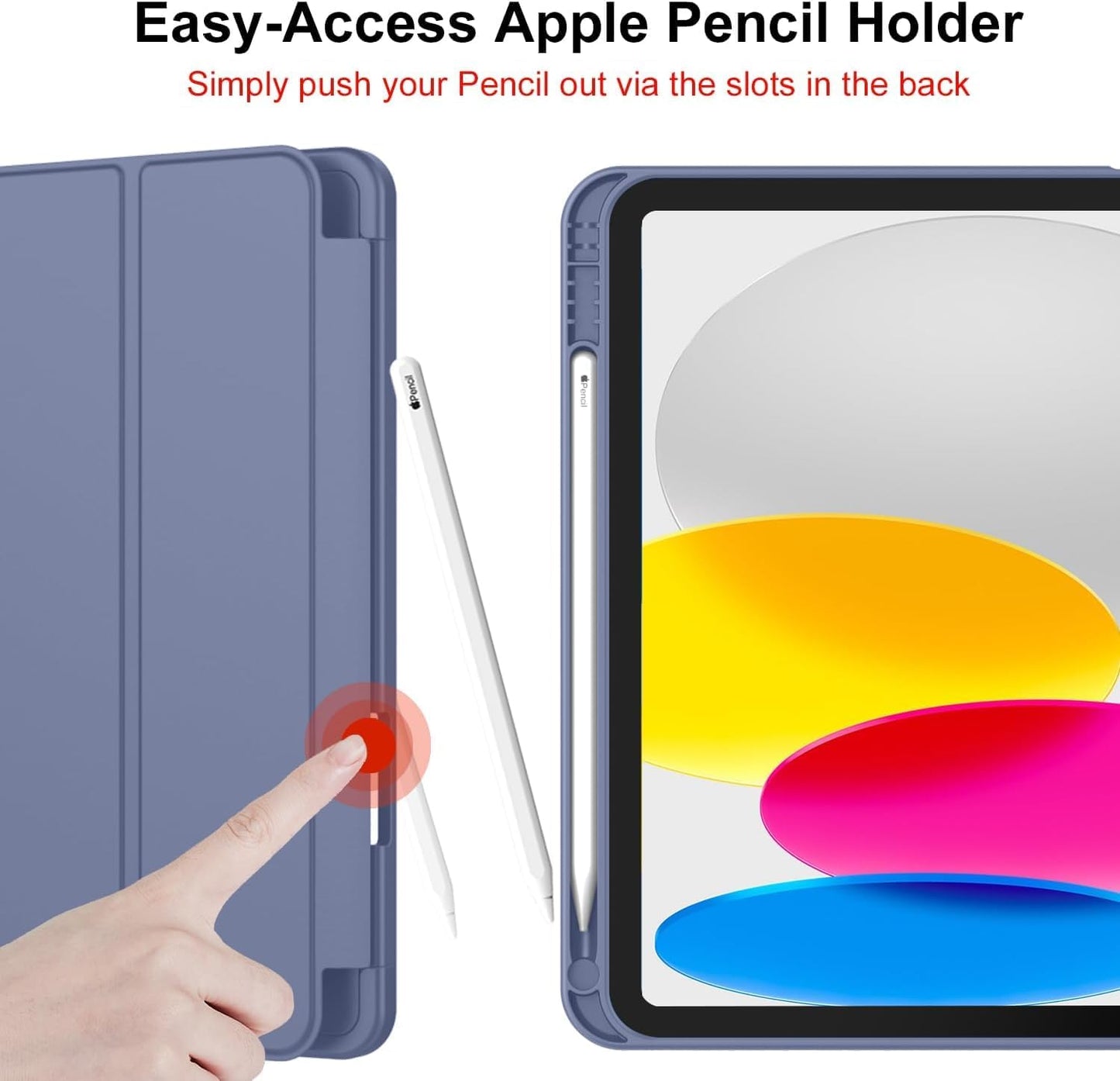 iPad 11. Nesil (11 inç, 2025) / iPad 10. Nesil (10.9 inç, 2022) ile Uyumlu Kılıf – Kalem Bölmeli, Üç Katlanır Standlı, Yumuşak TPU Arka Kapak, Uyku/Uyanma Özellikli Smart Cover (Lavander)