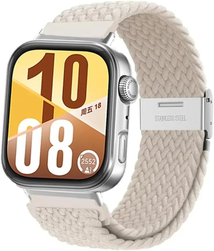 Huawei Watch Fit 3 ve Fit 4 Uyumlu Solo Metal Klipsli Fiberlink Örgü Kordon – Nefes Alabilir Hafif Tasarım, Manyetik Toka, Ayarlanabilir Paslanmaz Örgü Bileklik Kayış