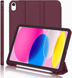 iPad 11.Nesil 2025 A16 / 10.Nesil 2022 10,9 İnç Uyumlu Kılıf – Kalem Tutuculu, Yumuşak TPU Sırtlı, Üç Katlı Standlı Akıllı Kılıf, Otomatik Uyku/Uyanma Özellikli