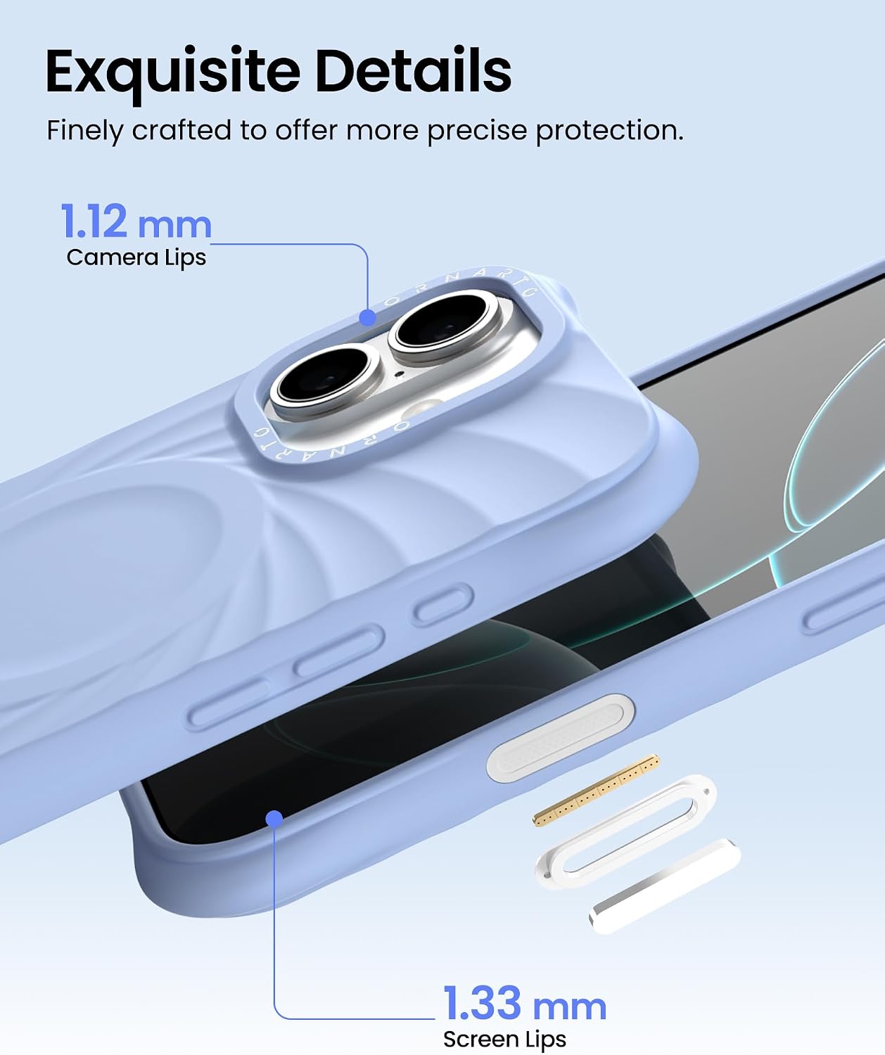 ORNARTO Vortuxe iPhone 17 Kılıf, MagSafe Uyumlu, Sky Whisper Renk, Premium Sıvı Silikon, 2 Kat MIL-STD Düşme Koruması, Güçlendirilmiş Köşeler, Kamera Tuşu Kontrollü, Şık Tasarım