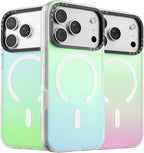 ORNARTO iPhone 17 Pro Max (6.9") Uyumlu Kılıf, MagSafe Uyumlu, Elektro Kaplama Yanardöner Geçişli İnce Silikon Telefon Kılıfı, Gökkuşağı Renkli