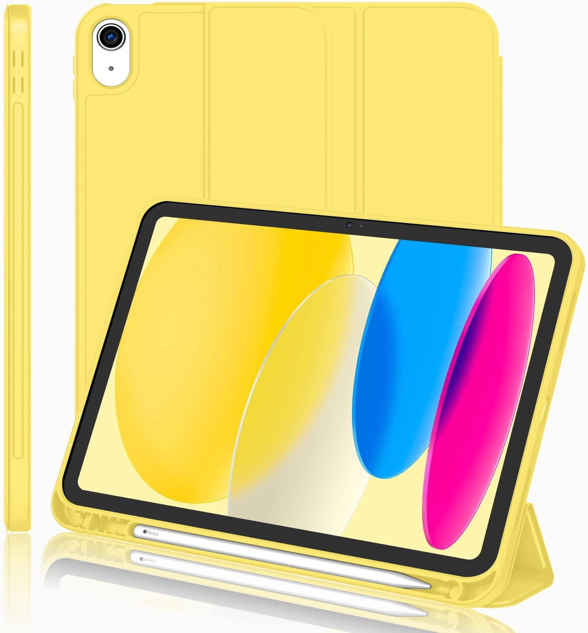 iPad 11.Nesil 2025 A16 / 10.Nesil 2022 10,9 İnç Uyumlu Kılıf – Kalem Tutuculu, Yumuşak TPU Sırtlı, Üç Katlı Standlı Akıllı Kılıf, Otomatik Uyku/Uyanma Özellikli