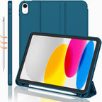 iPad 11.Nesil 2025 A16 / 10.Nesil 2022 10,9 İnç Uyumlu Kılıf – Kalem Tutuculu, Yumuşak TPU Sırtlı, Üç Katlı Standlı Akıllı Kılıf, Otomatik Uyku/Uyanma Özellikli