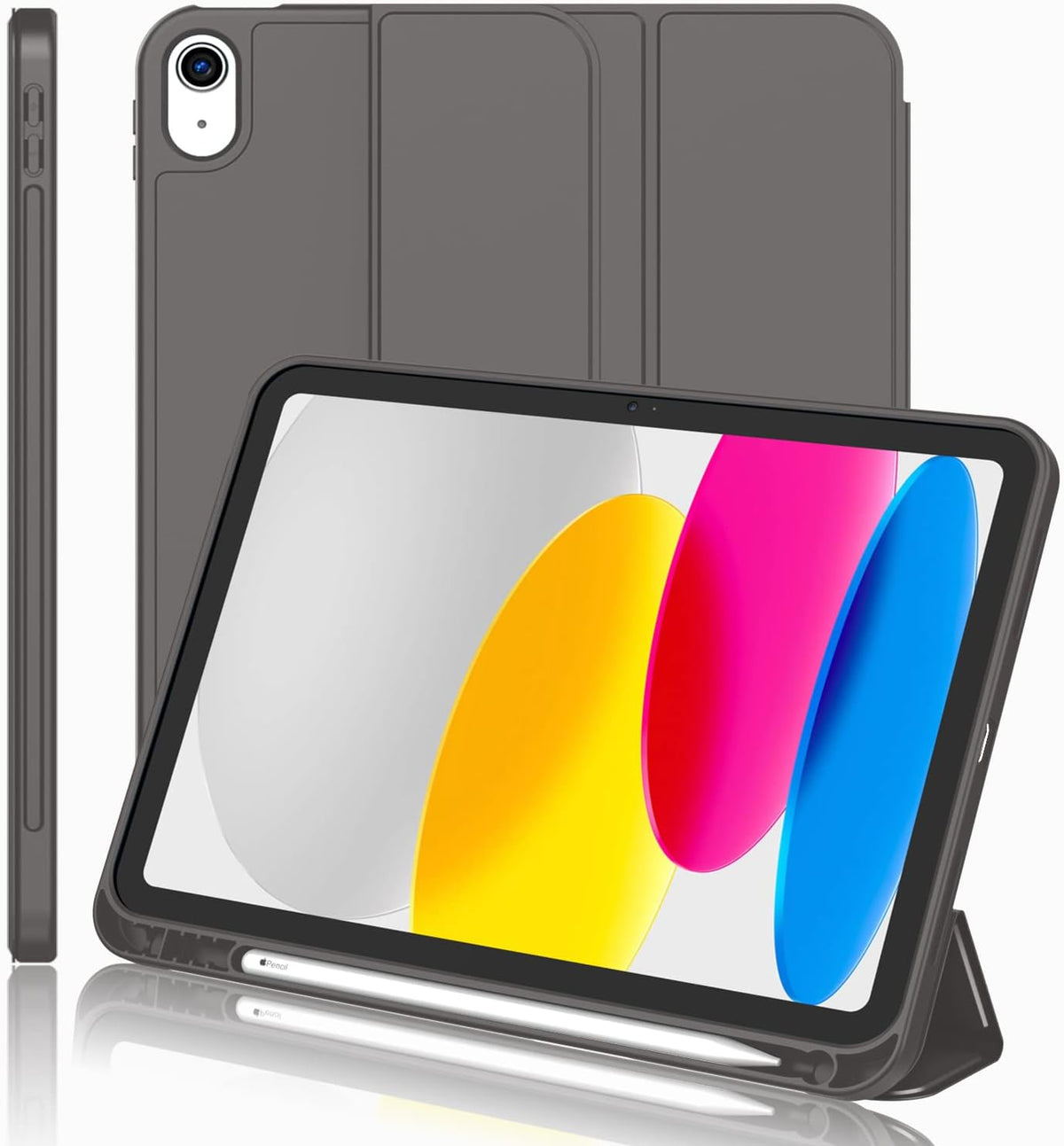 iPad 11.Nesil 2025 A16 / 10.Nesil 2022 10,9 İnç Uyumlu Kılıf – Kalem Tutuculu, Yumuşak TPU Sırtlı, Üç Katlı Standlı Akıllı Kılıf, Otomatik Uyku/Uyanma Özellikli