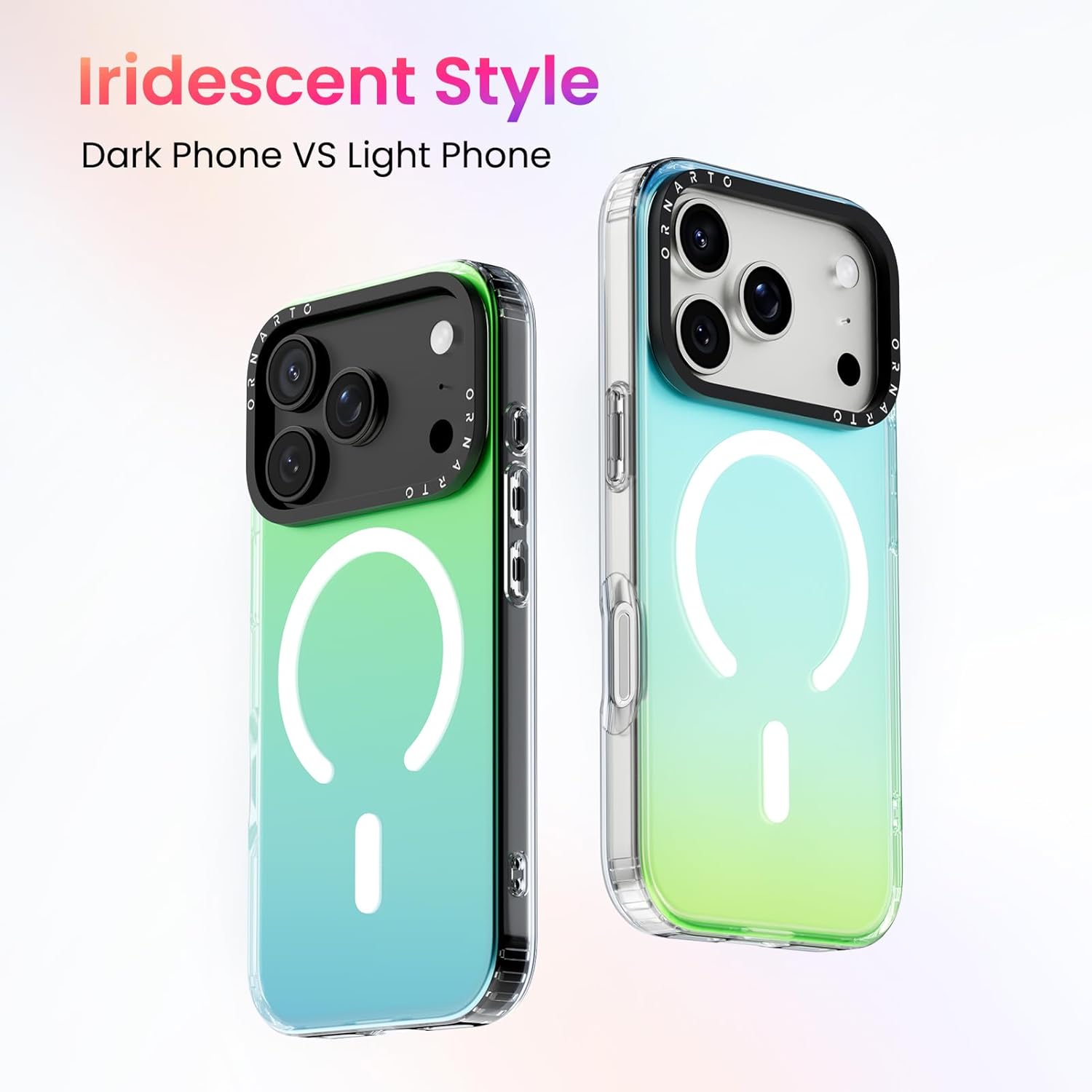 ORNARTO iPhone 17 Pro Max (6.9") Uyumlu Kılıf, MagSafe Uyumlu, Elektro Kaplama Yanardöner Geçişli İnce Silikon Telefon Kılıfı, Gökkuşağı Renkli