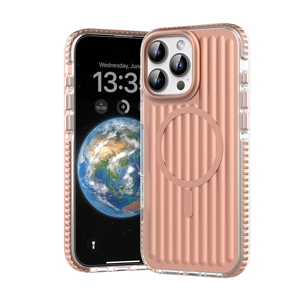 Apple iPhone 16 Pro Max Kılıf M-safe Şarj Özellikli Oyuklu Tasarım Mutural Bumpy Clear Kapak