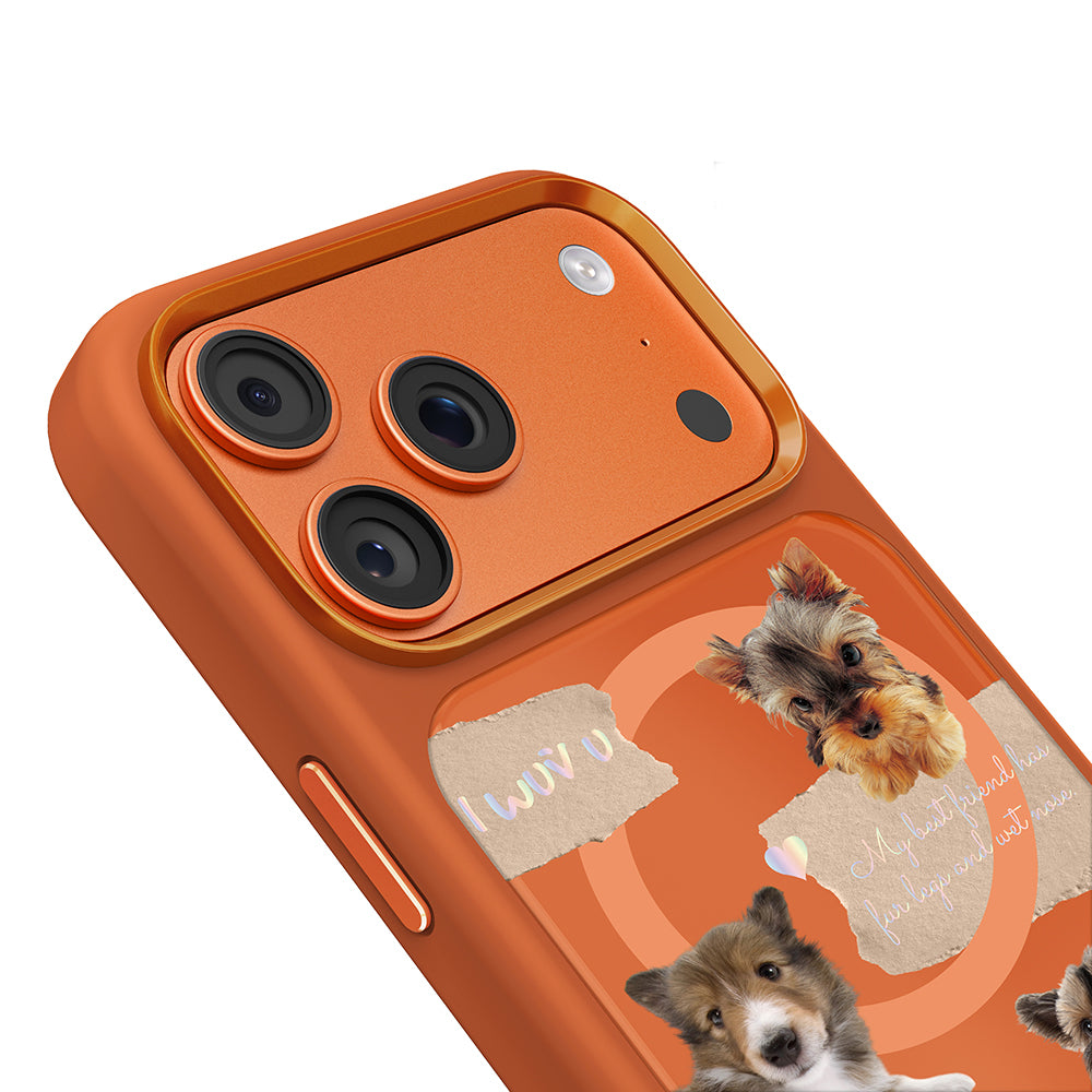 __vg|Turuncu|5|6925700949494-06|Apple iPhone 17 Pro Max Kılıf MagSafe Şarj Özellikli 3D Baskılı Tasarım Mutural The Dog Serisi Kapak