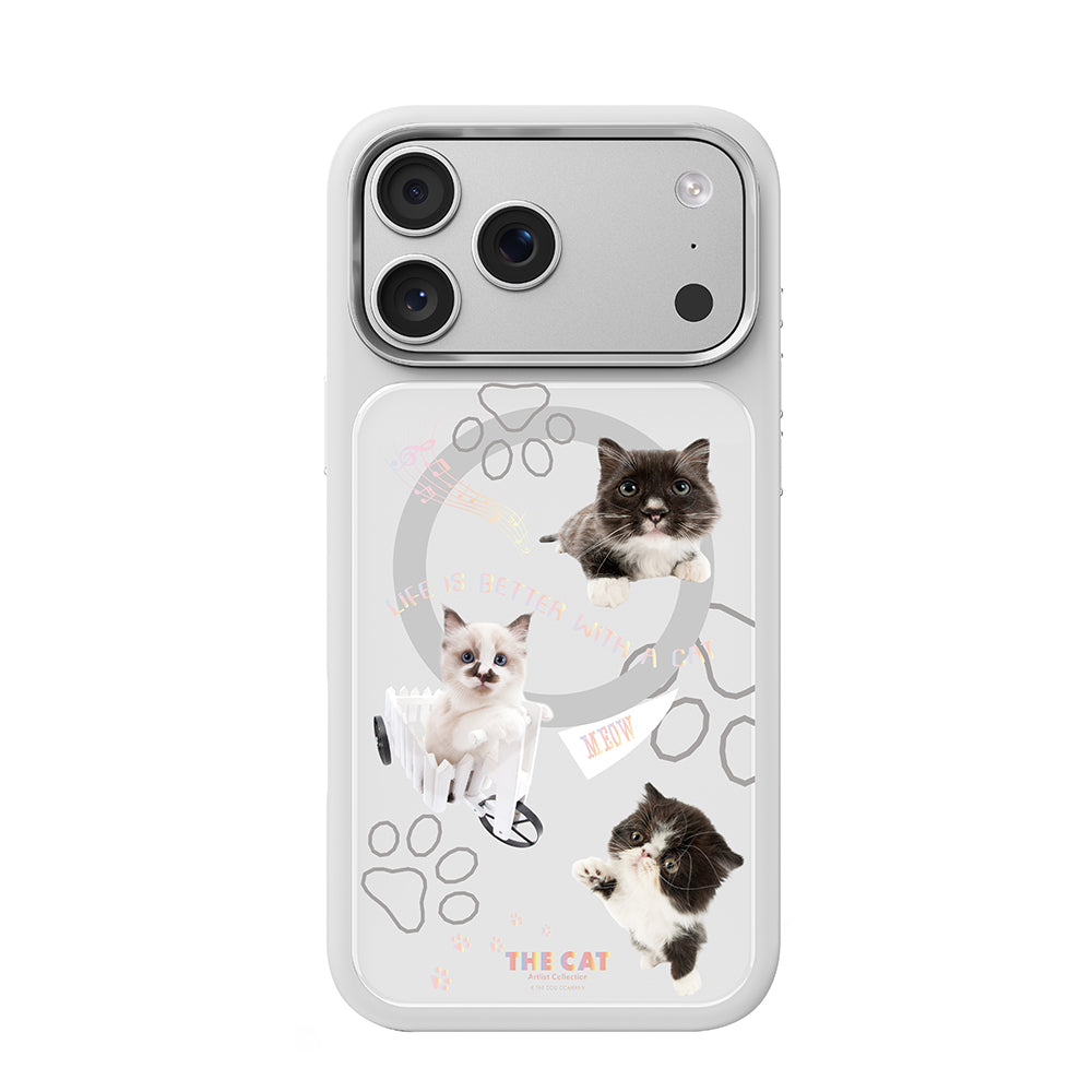 __vg|Beyaz|0|6925700949500-01|Apple iPhone 17 Pro Max Kılıf MagSafe Şarj Özellikli 3D Baskılı Tasarım Mutural The Cat Serisi Kapak