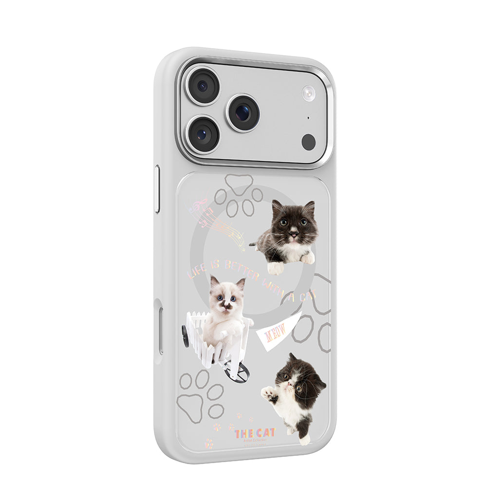 __vg|Beyaz|1|6925700949500-02|Apple iPhone 17 Pro Max Kılıf MagSafe Şarj Özellikli 3D Baskılı Tasarım Mutural The Cat Serisi Kapak