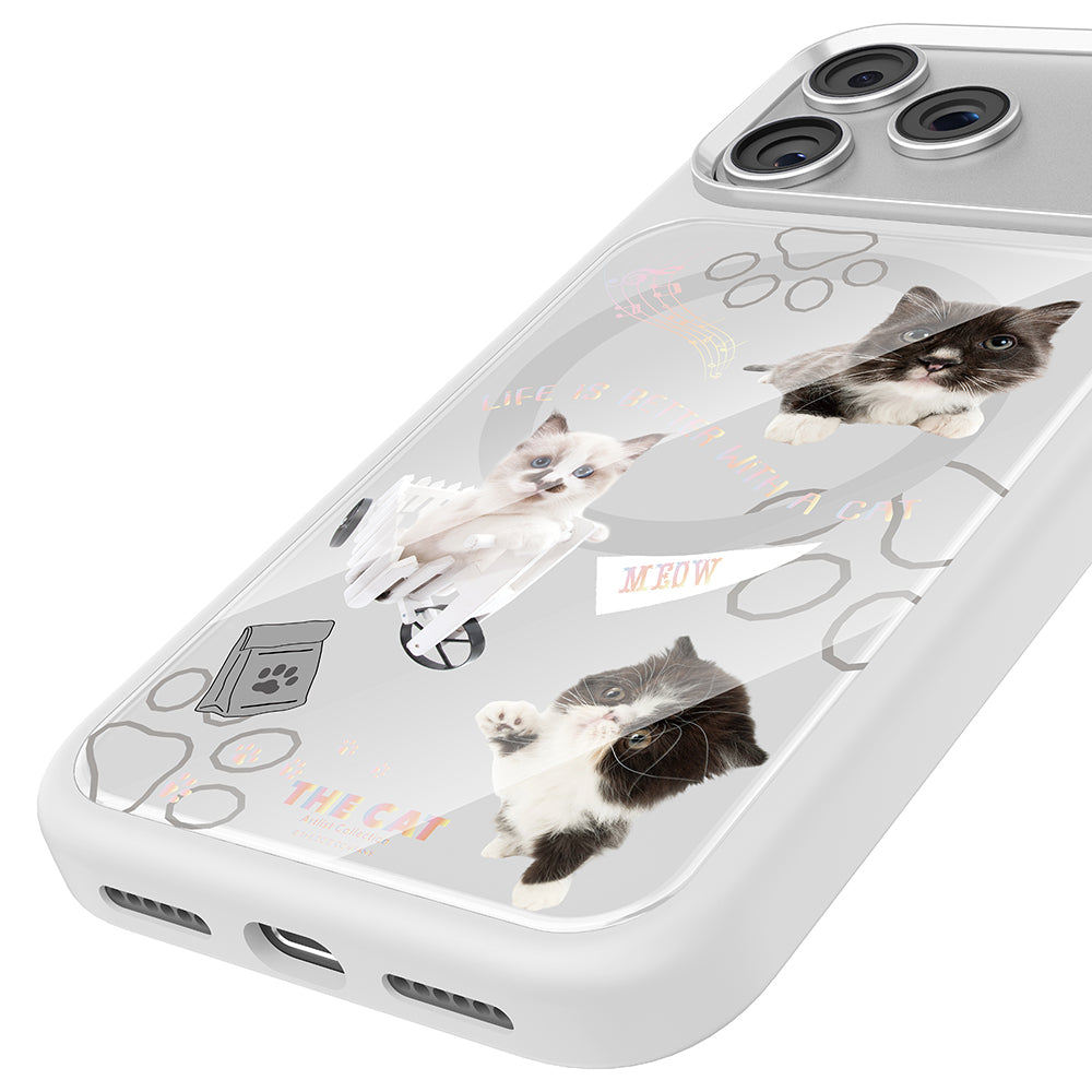 __vg|Beyaz|8|6925700949500-09|Apple iPhone 17 Pro Max Kılıf MagSafe Şarj Özellikli 3D Baskılı Tasarım Mutural The Cat Serisi Kapak