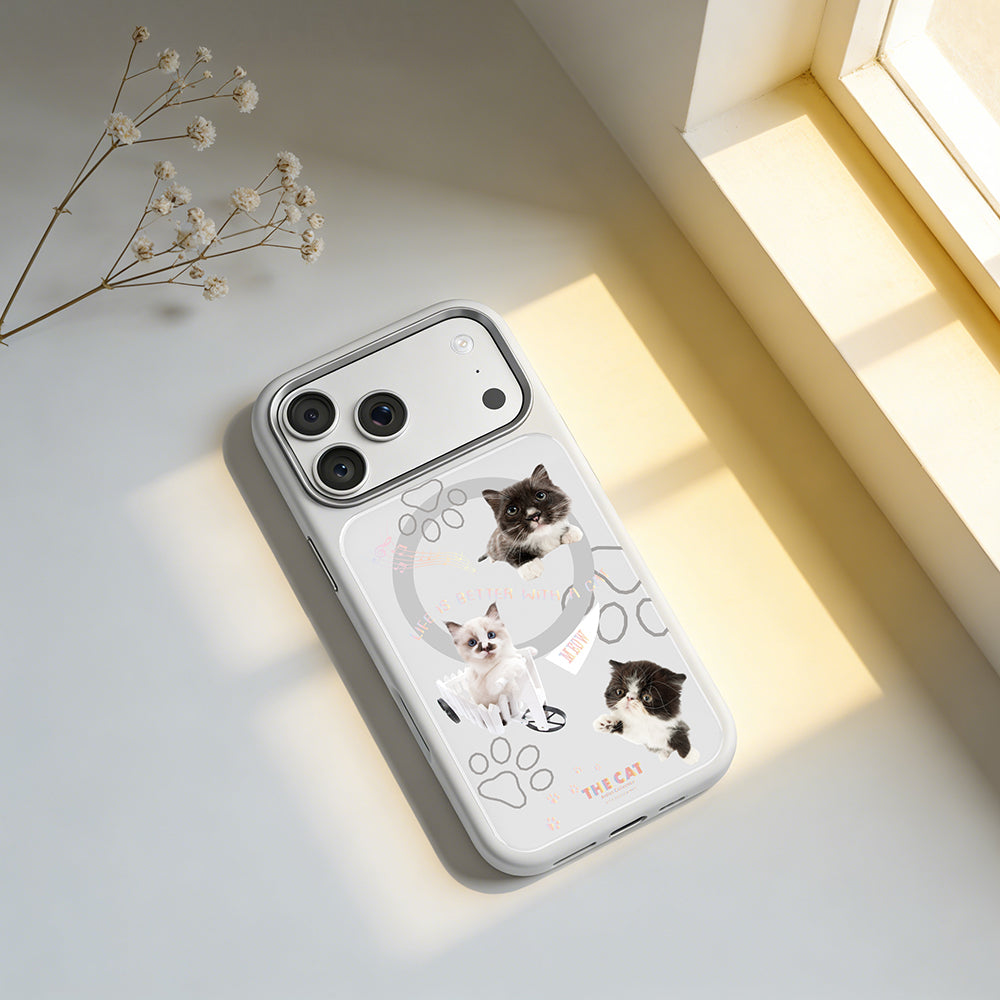 __vg|Beyaz|10|6925700949500-11|Apple iPhone 17 Pro Max Kılıf MagSafe Şarj Özellikli 3D Baskılı Tasarım Mutural The Cat Serisi Kapak