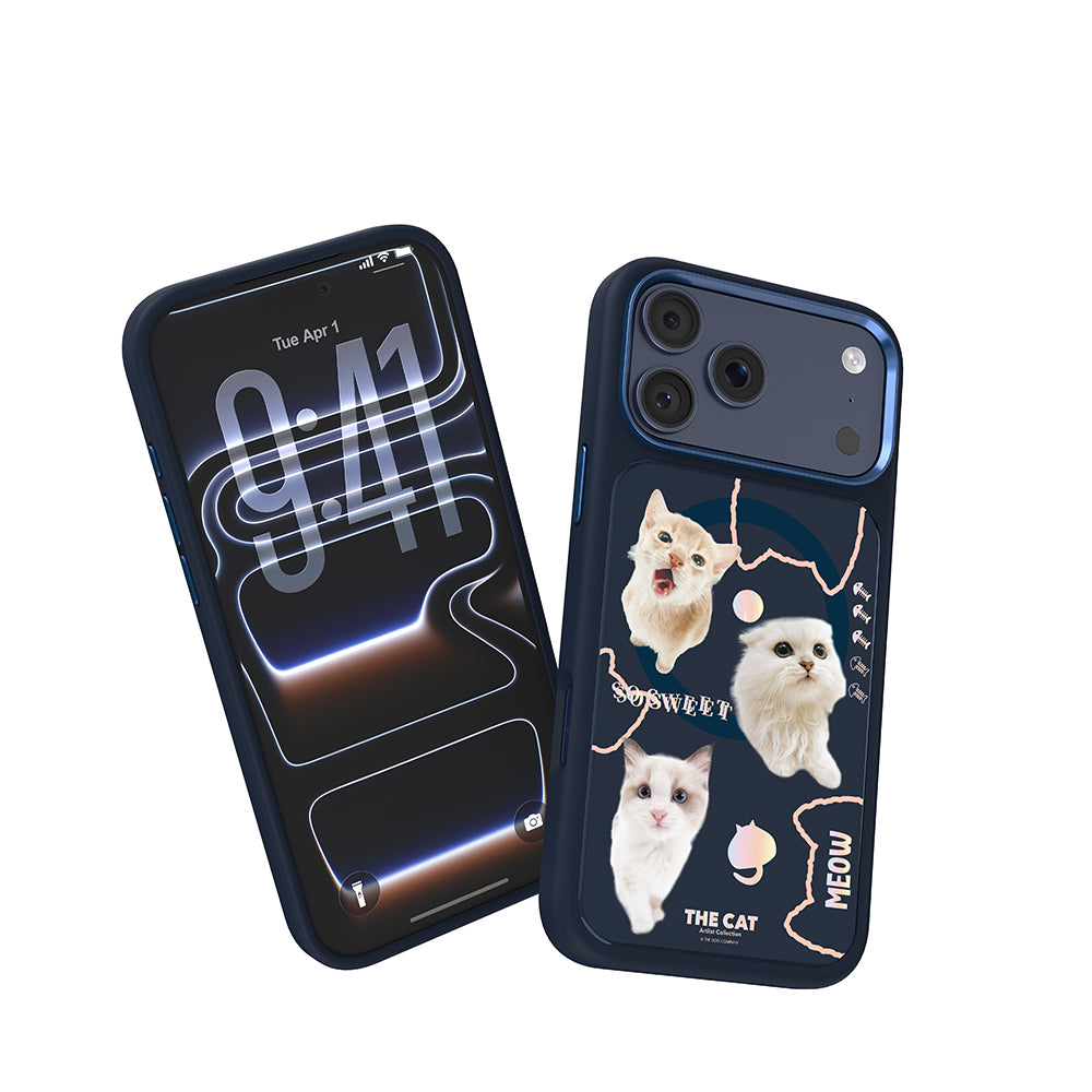 __vg|Lacivert|3|6925700949517-04|Apple iPhone 17 Pro Max Kılıf MagSafe Şarj Özellikli 3D Baskılı Tasarım Mutural The Cat Serisi Kapak