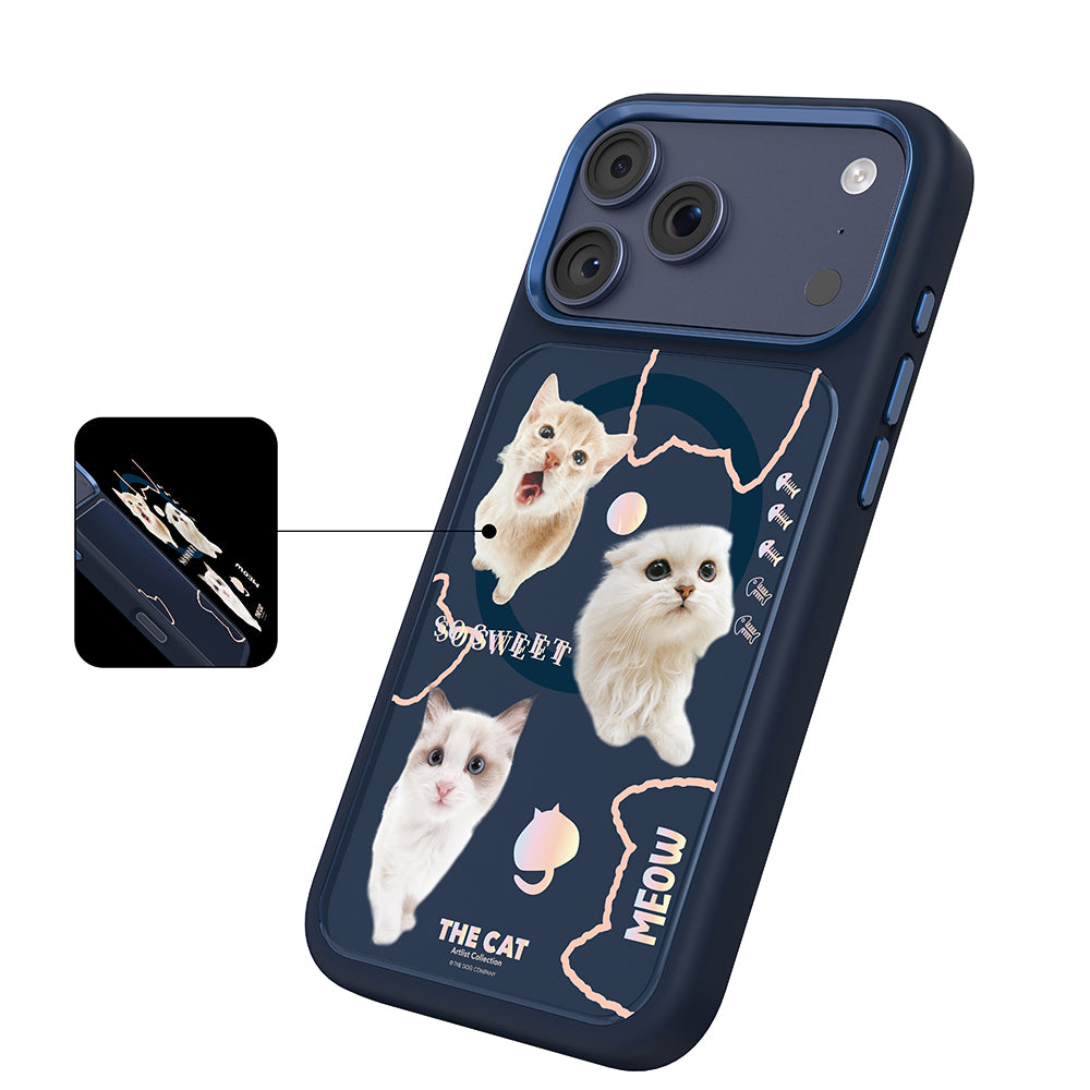__vg|Lacivert|6|6925700949517-07|Apple iPhone 17 Pro Max Kılıf MagSafe Şarj Özellikli 3D Baskılı Tasarım Mutural The Cat Serisi Kapak