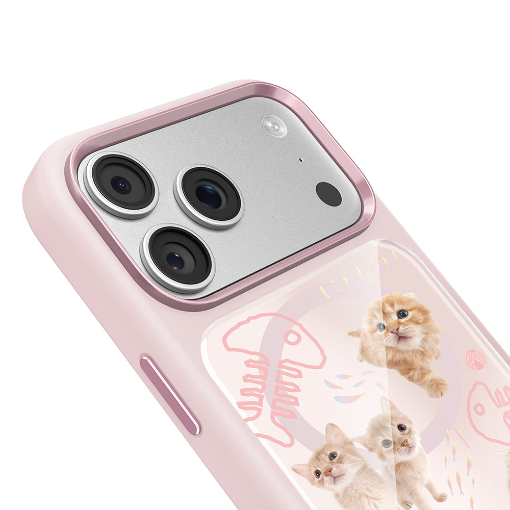 __vg|Pembe|2|6925700949524-03|Apple iPhone 17 Pro Max Kılıf MagSafe Şarj Özellikli 3D Baskılı Tasarım Mutural The Cat Serisi Kapak