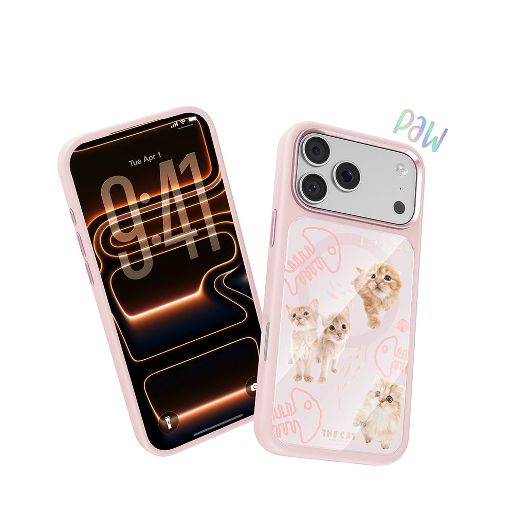 __vg|Pembe|3|6925700949524-04|Apple iPhone 17 Pro Max Kılıf MagSafe Şarj Özellikli 3D Baskılı Tasarım Mutural The Cat Serisi Kapak