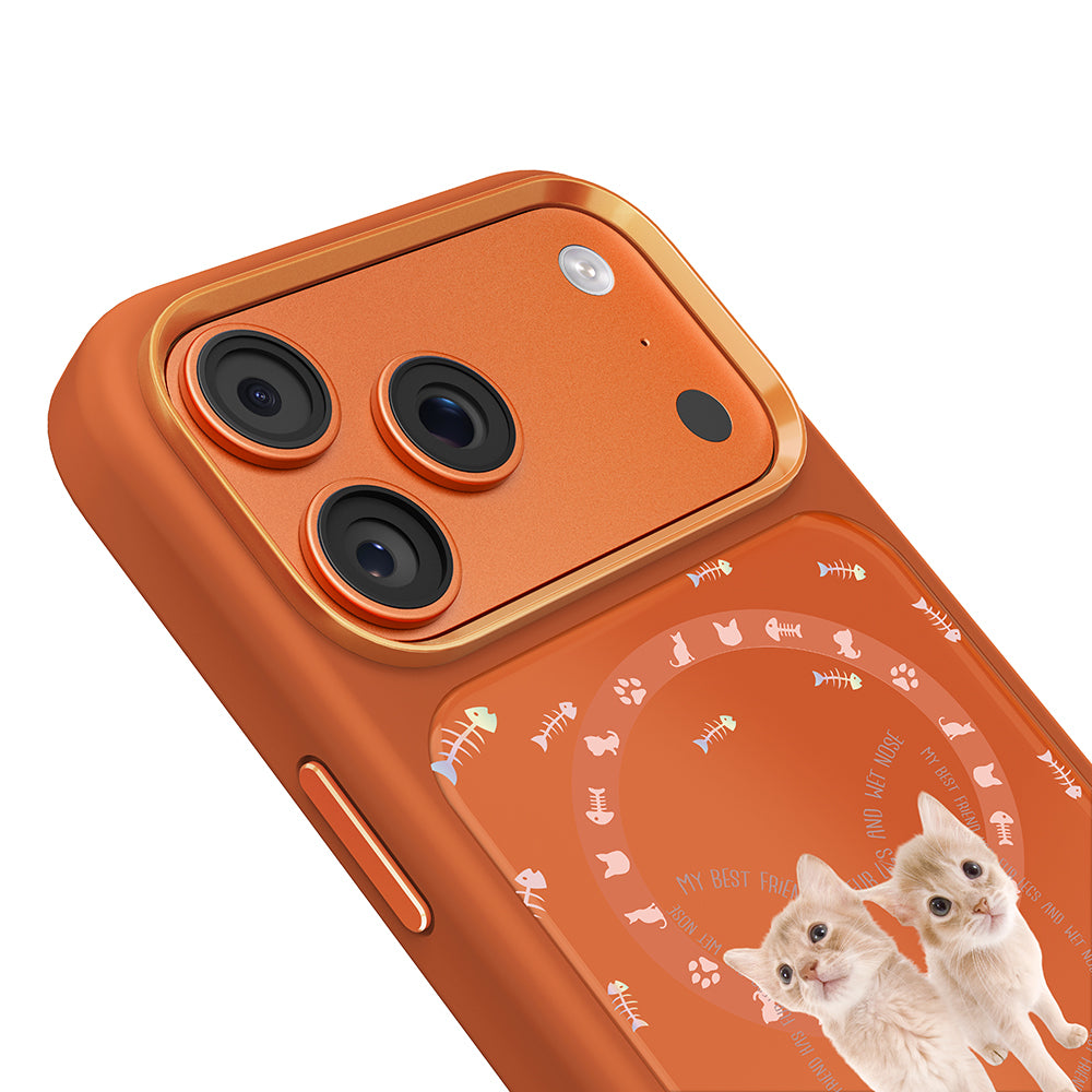 __vg|Turuncu|5|6925700949531-06|Apple iPhone 17 Pro Max Kılıf MagSafe Şarj Özellikli 3D Baskılı Tasarım Mutural The Cat Serisi Kapak