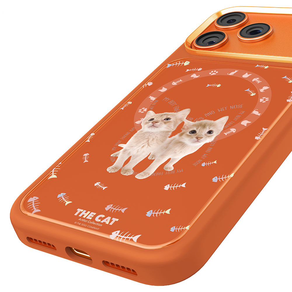 __vg|Turuncu|8|6925700949531-09|Apple iPhone 17 Pro Max Kılıf MagSafe Şarj Özellikli 3D Baskılı Tasarım Mutural The Cat Serisi Kapak