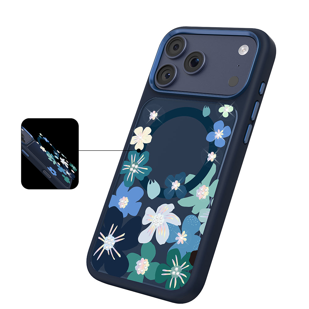 __vg|Lacivert|4|6925700949968-05|Apple iPhone 17 Pro Max Kılıf MagSafe Şarj Özellikli Çiçek Tasarımlı Mutural Flower Serisi Kapak