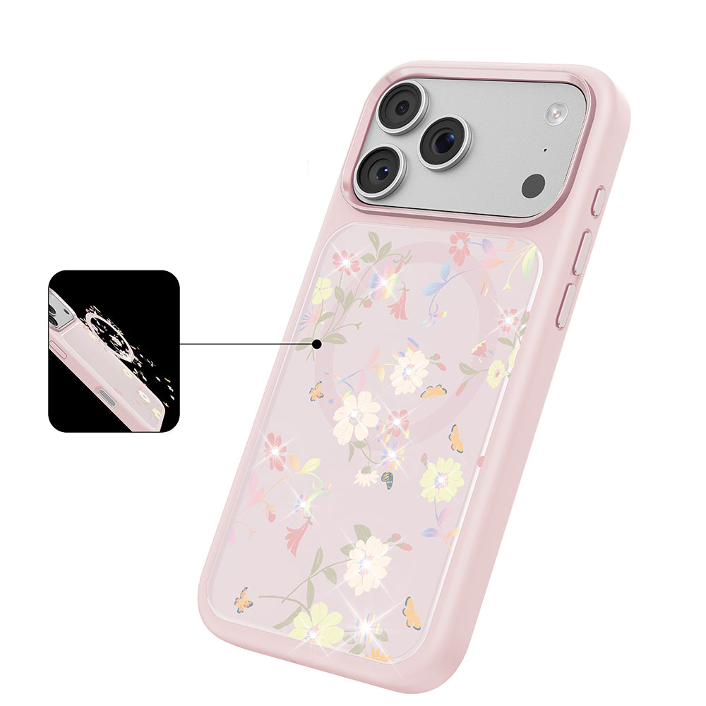 __vg|Pembe|4|6925700949982-05|Apple iPhone 17 Pro Max Kılıf MagSafe Şarj Özellikli Çiçek Tasarımlı Mutural Flower Serisi Kapak
