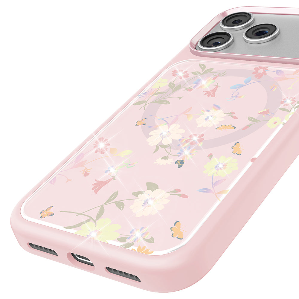 __vg|Pembe|5|6925700949982-06|Apple iPhone 17 Pro Max Kılıf MagSafe Şarj Özellikli Çiçek Tasarımlı Mutural Flower Serisi Kapak