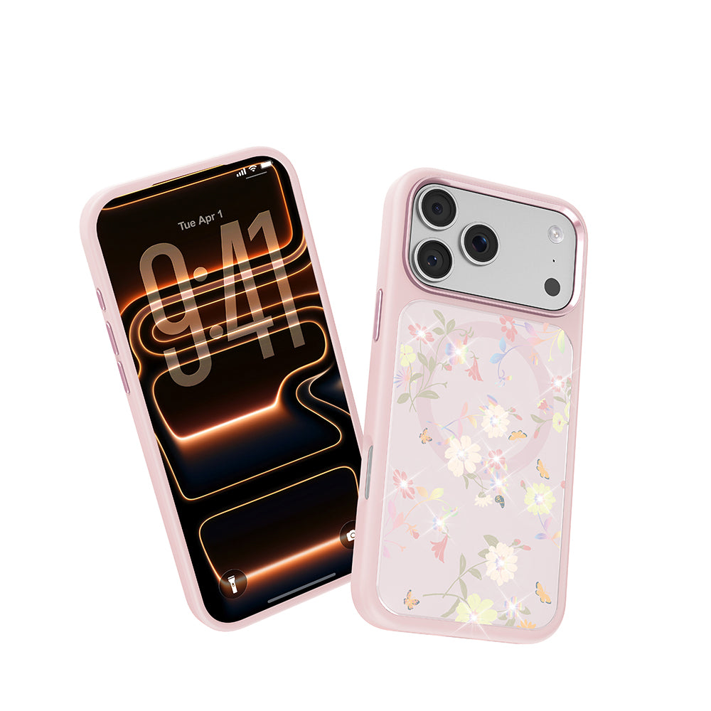 __vg|Pembe|7|6925700949982-08|Apple iPhone 17 Pro Max Kılıf MagSafe Şarj Özellikli Çiçek Tasarımlı Mutural Flower Serisi Kapak